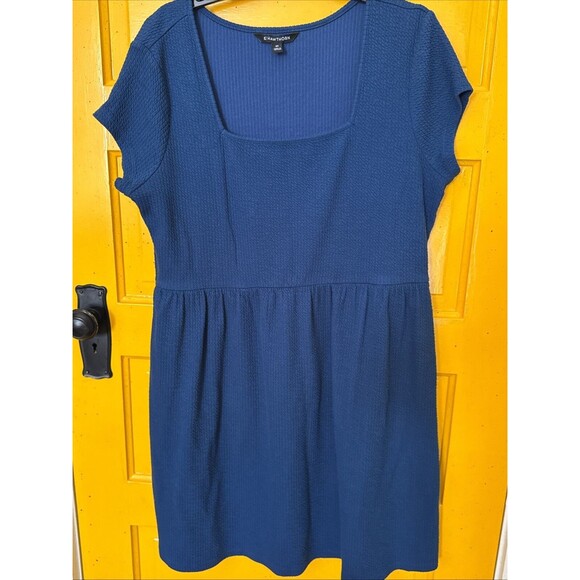41 Hawthorn Plus Women's Short Sleeve Claudia Square Neck Dress EJ3 Navy 2X - Picture 2 of 7